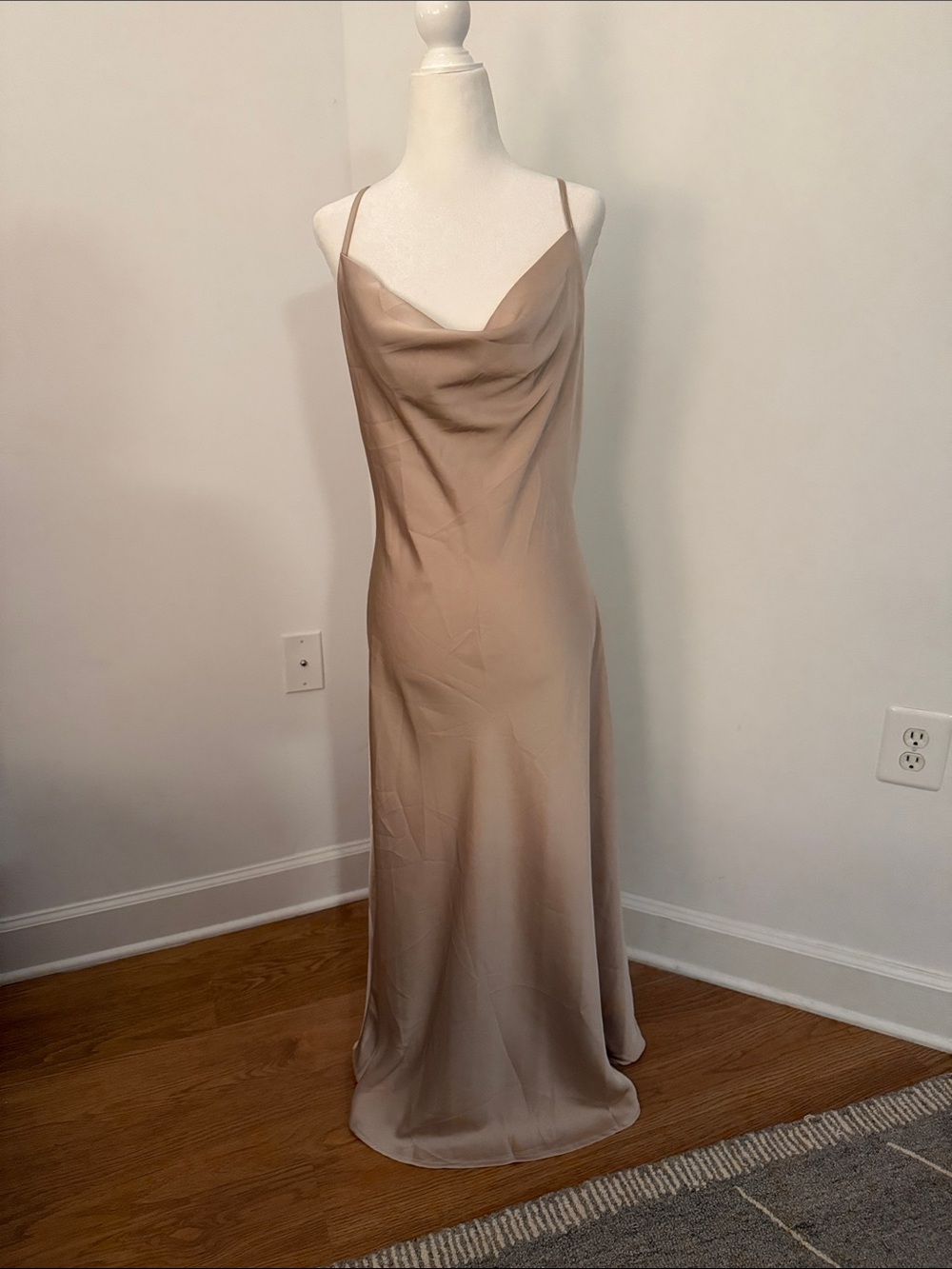 Slip Satin Maxi Dress in Nude